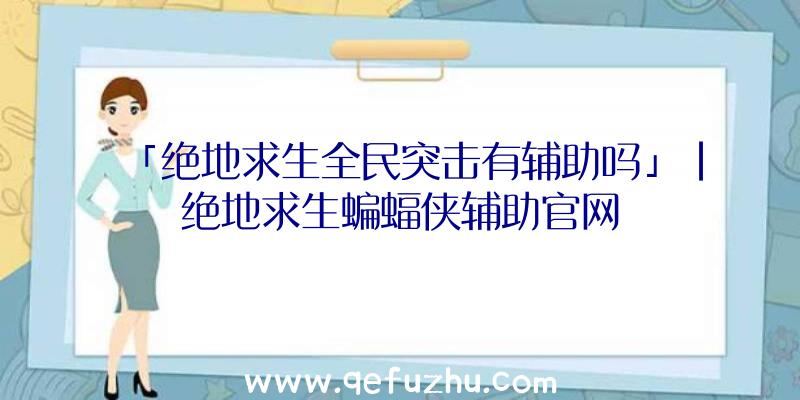 「绝地求生全民突击有辅助吗」|绝地求生蝙蝠侠辅助官网